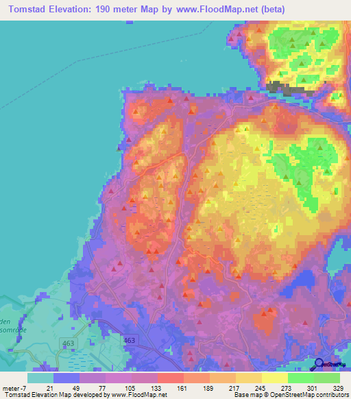 Tomstad,Norway Elevation Map