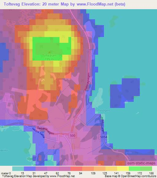 Toftevag,Norway Elevation Map