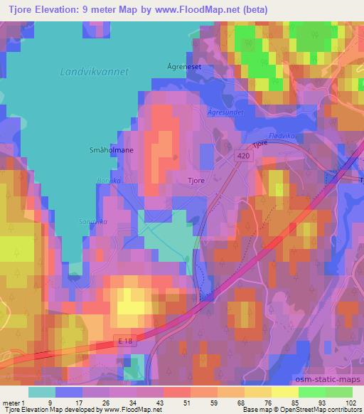Tjore,Norway Elevation Map