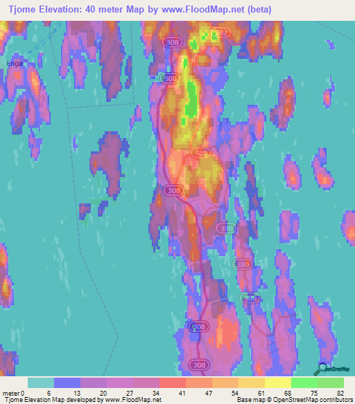 Tjome,Norway Elevation Map