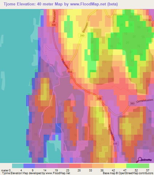 Tjome,Norway Elevation Map