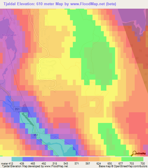 Tjaldal,Norway Elevation Map