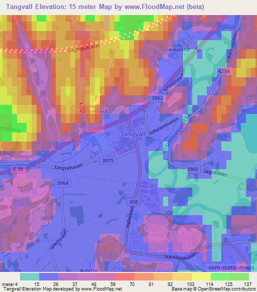 Tangvall,Norway Elevation Map
