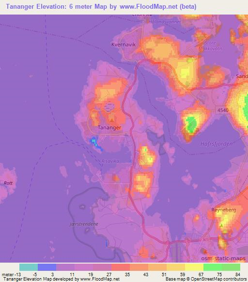 Tananger,Norway Elevation Map