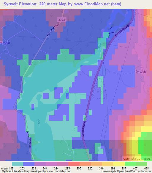 Syrtveit,Norway Elevation Map