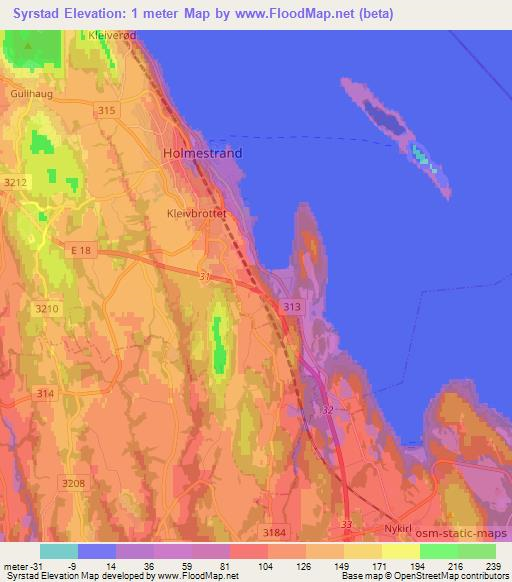 Syrstad,Norway Elevation Map