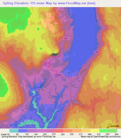 Sylling,Norway Elevation Map