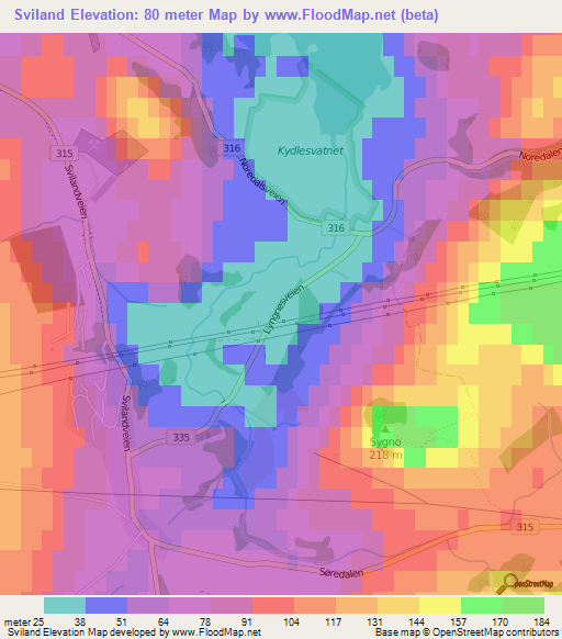 Sviland,Norway Elevation Map