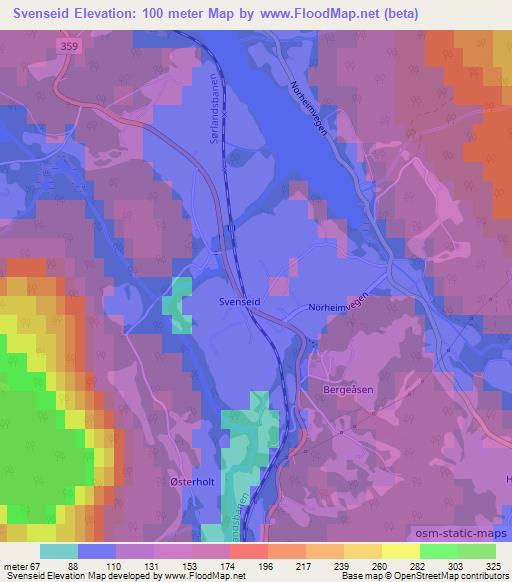 Svenseid,Norway Elevation Map