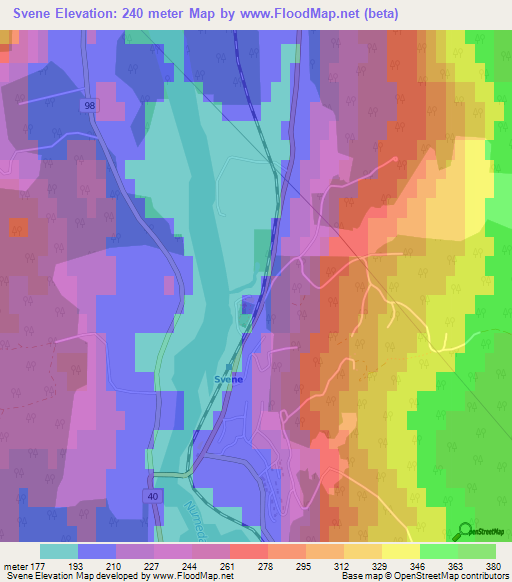 Svene,Norway Elevation Map