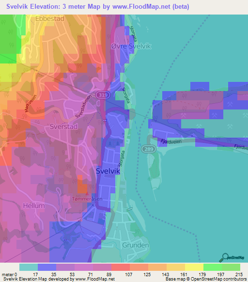 Svelvik,Norway Elevation Map