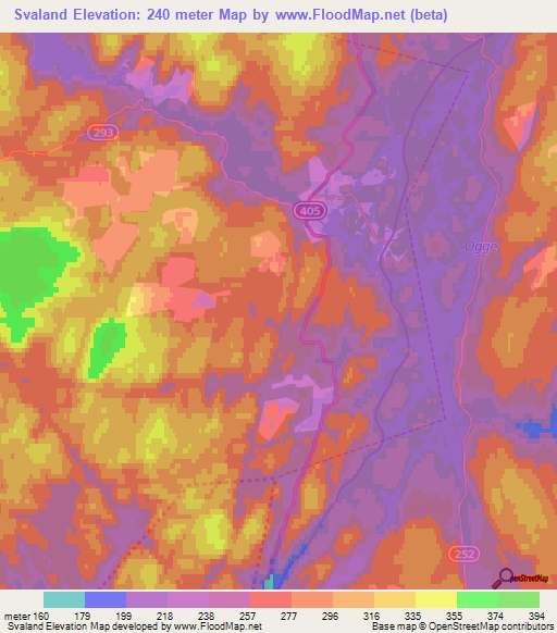 Svaland,Norway Elevation Map