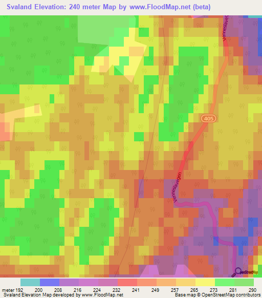 Svaland,Norway Elevation Map