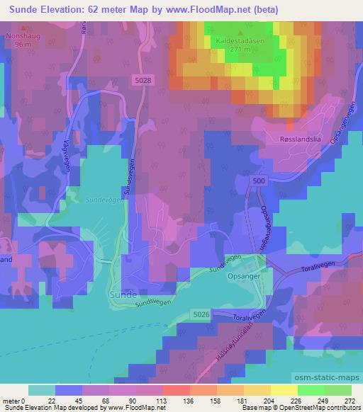 Sunde,Norway Elevation Map