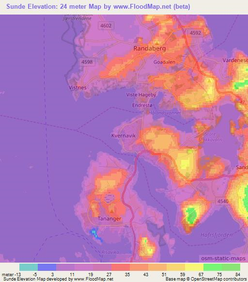 Sunde,Norway Elevation Map