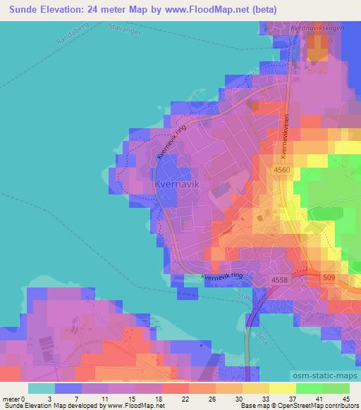 Sunde,Norway Elevation Map