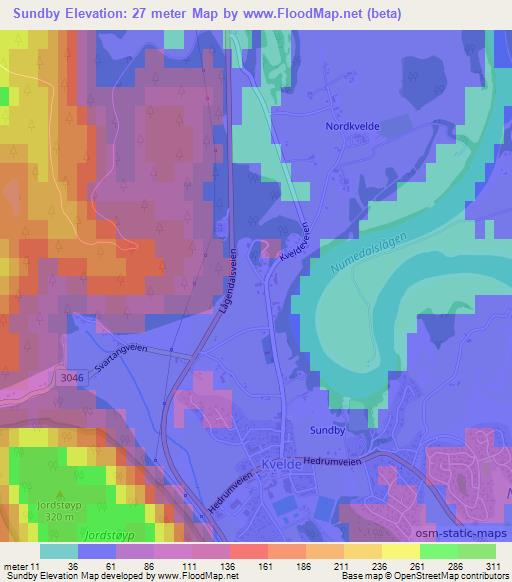 Sundby,Norway Elevation Map