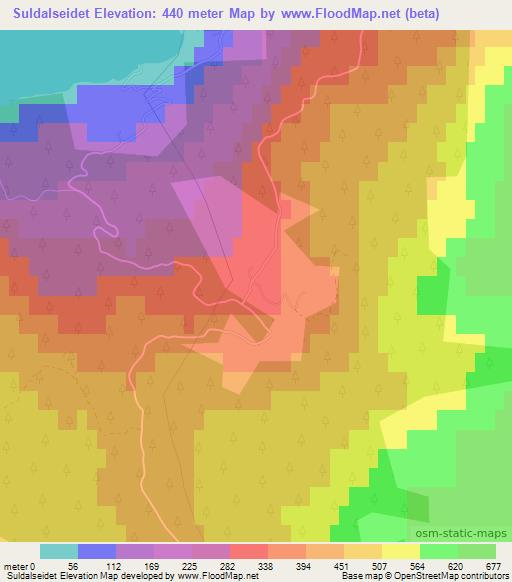 Suldalseidet,Norway Elevation Map