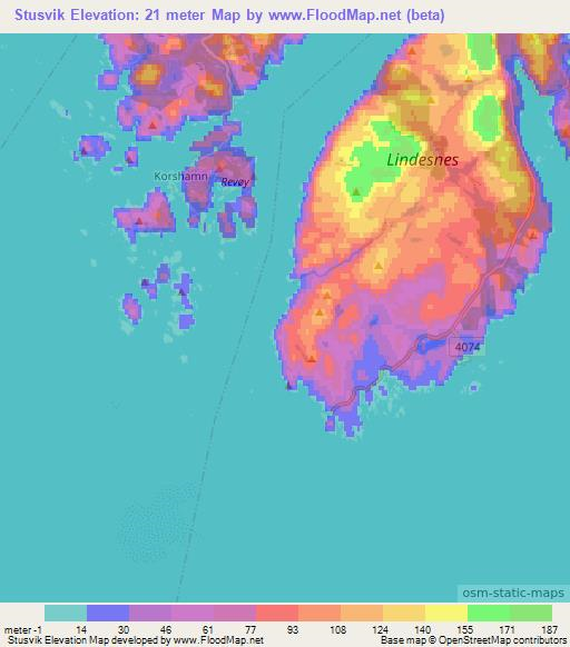 Stusvik,Norway Elevation Map