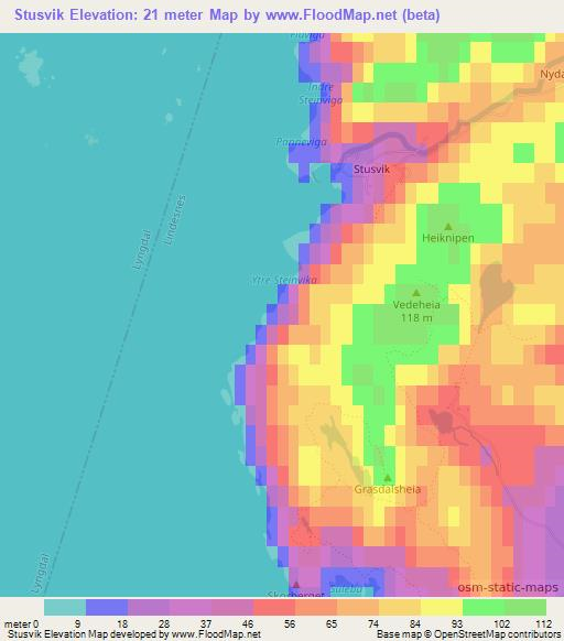 Stusvik,Norway Elevation Map