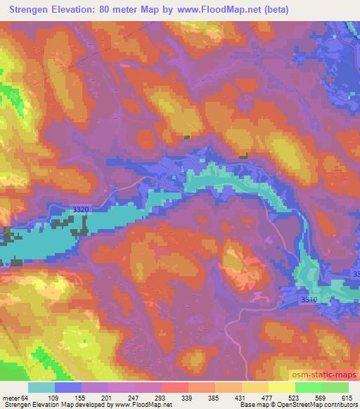Strengen,Norway Elevation Map