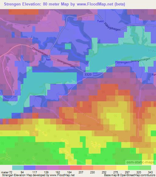 Strengen,Norway Elevation Map