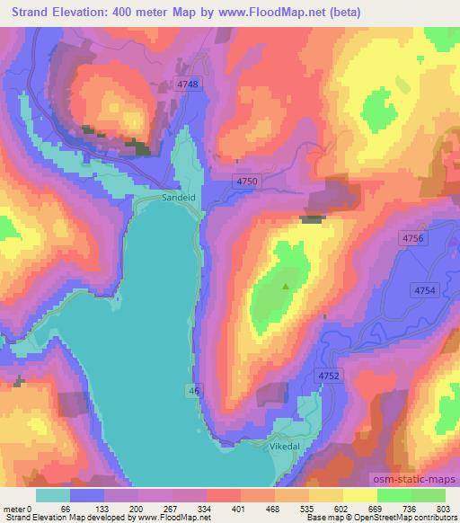 Strand,Norway Elevation Map