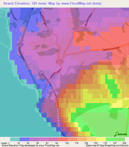 Strand,Norway Elevation Map