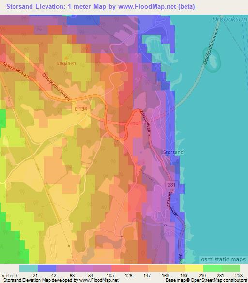 Storsand,Norway Elevation Map