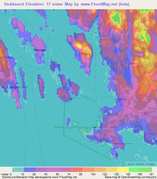 Stokksund,Norway Elevation Map