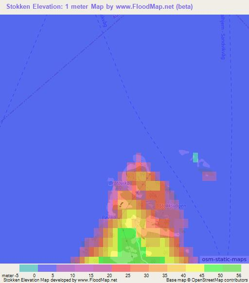 Stokken,Norway Elevation Map