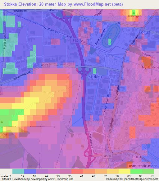 Stokka,Norway Elevation Map