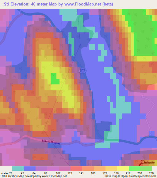 Sti,Norway Elevation Map