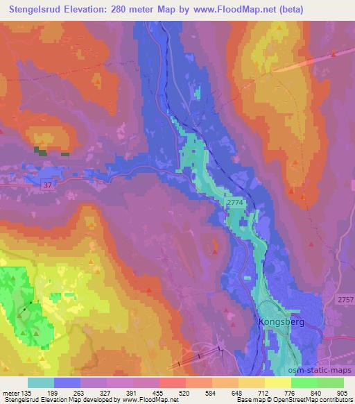 Stengelsrud,Norway Elevation Map