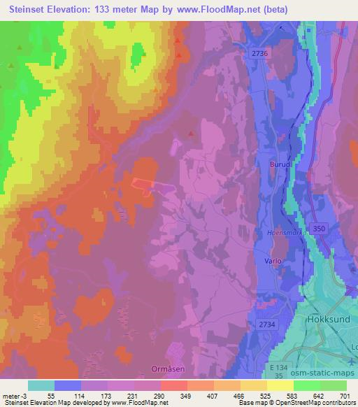 Steinset,Norway Elevation Map