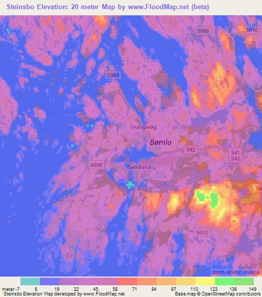 Steinsbo,Norway Elevation Map