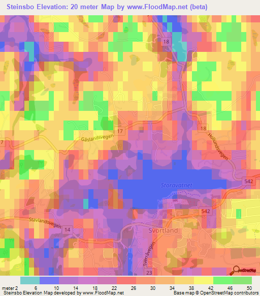 Steinsbo,Norway Elevation Map