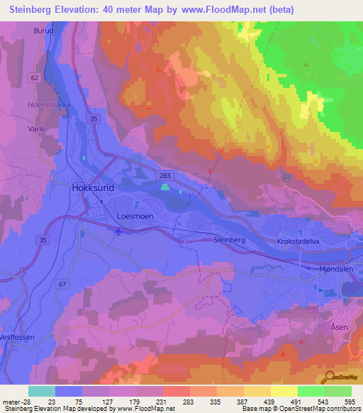 Steinberg,Norway Elevation Map