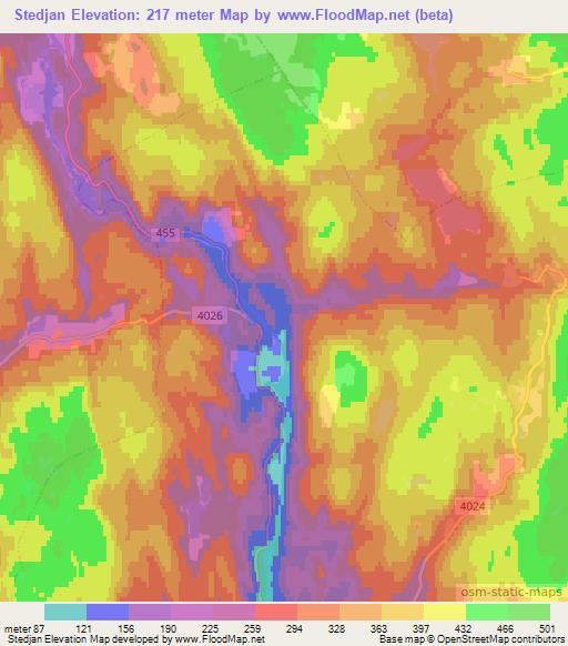 Stedjan,Norway Elevation Map