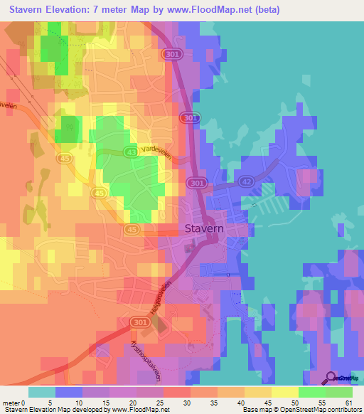 Stavern,Norway Elevation Map