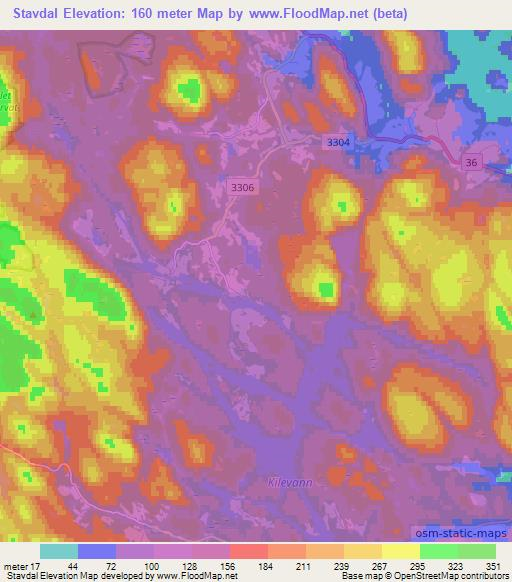 Stavdal,Norway Elevation Map