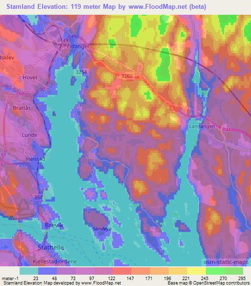 Stamland,Norway Elevation Map