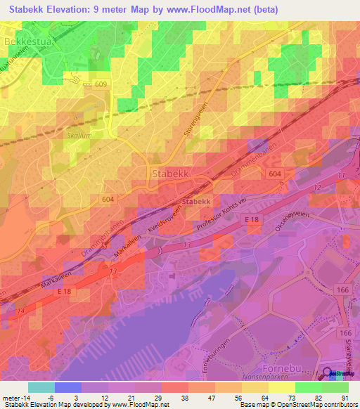 Stabekk,Norway Elevation Map