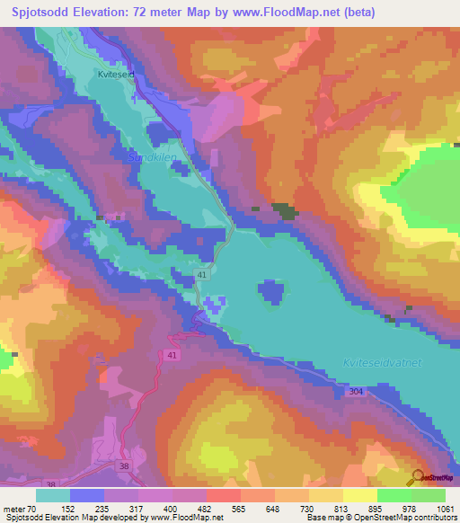 Spjotsodd,Norway Elevation Map