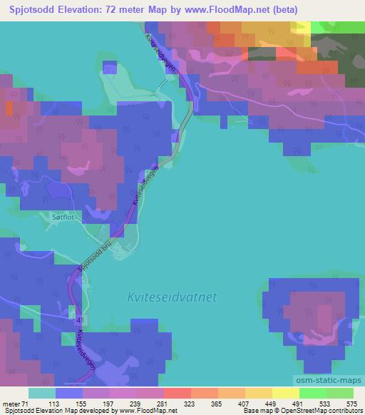 Spjotsodd,Norway Elevation Map