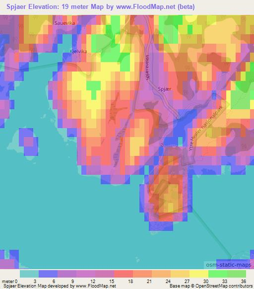 Spjaer,Norway Elevation Map