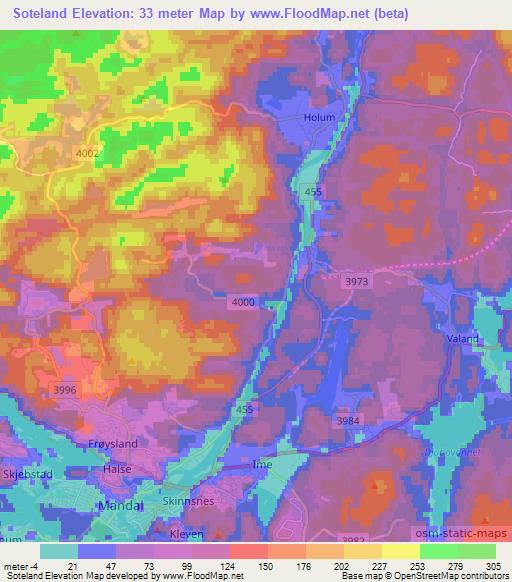 Soteland,Norway Elevation Map