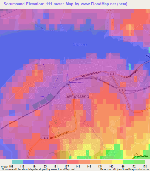 Sorumsand,Norway Elevation Map