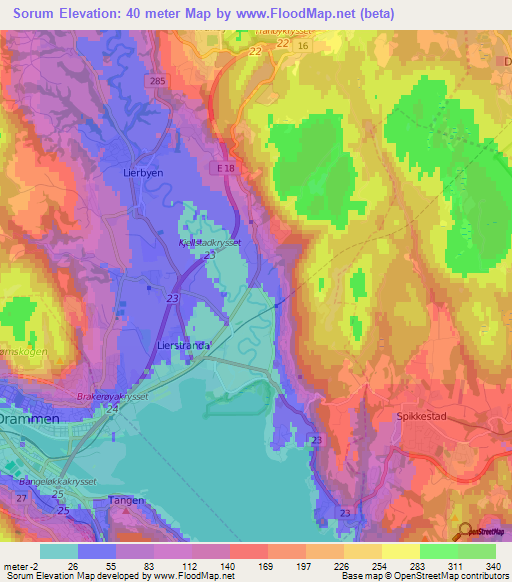 Sorum,Norway Elevation Map
