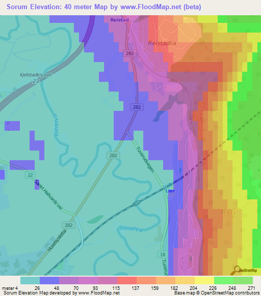 Sorum,Norway Elevation Map